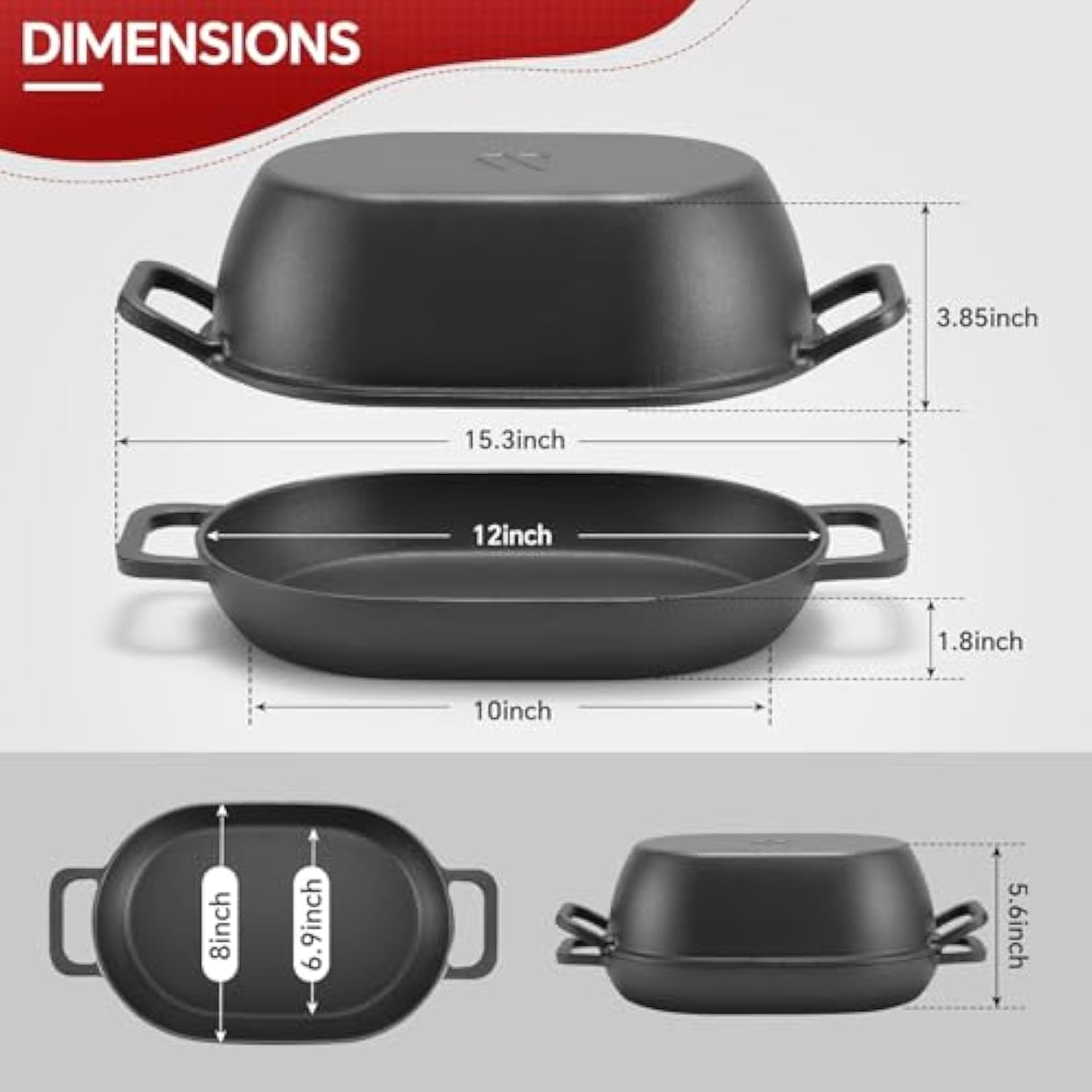 Wholesale Pre-Seasoned Combo Cast Iron Cookware Oval Dutch Oven Pot with Lid for Bread Baking Perfect for Sourdough