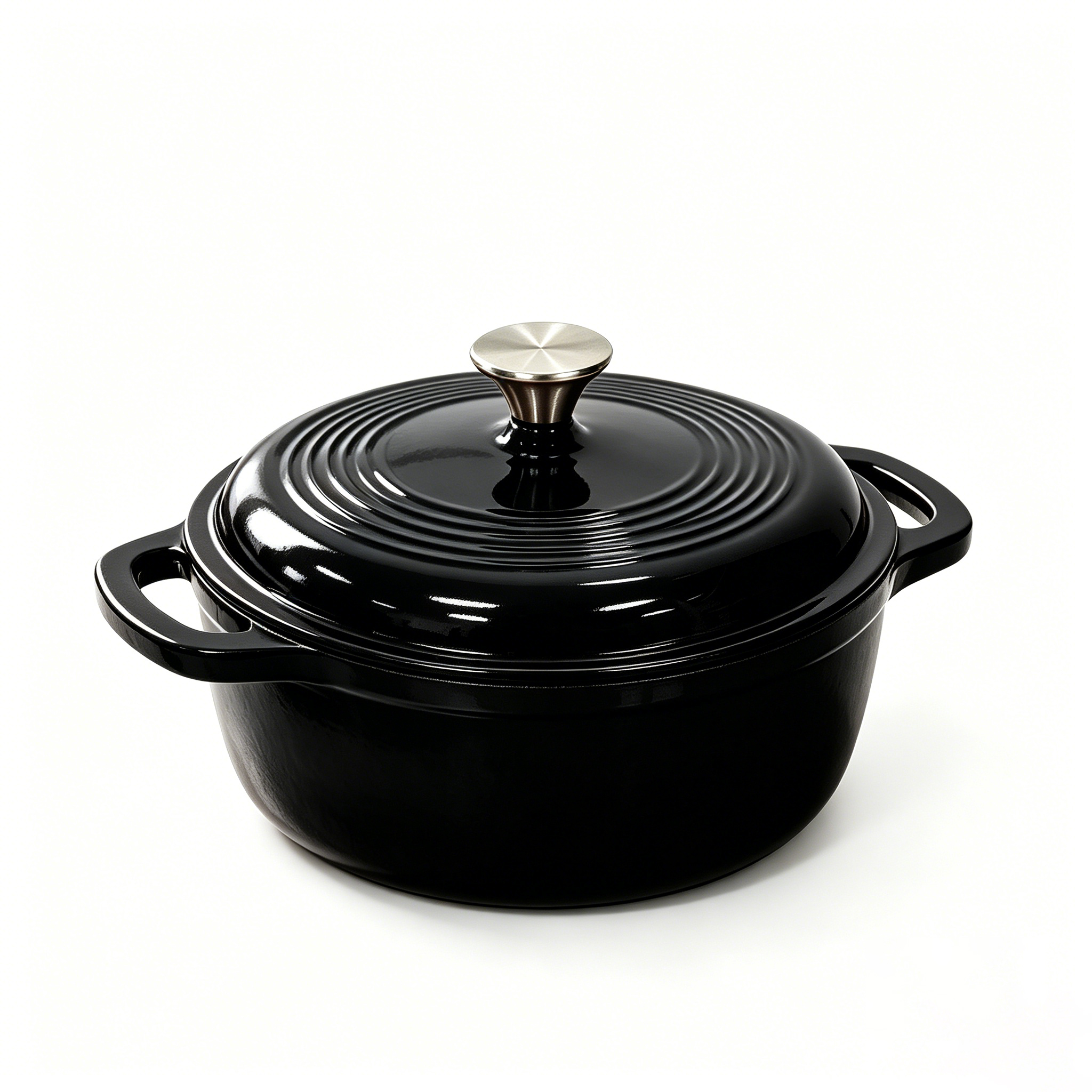 26cm Round Enamel Cast Iron Casserole Pot with Double Handles Durable Dutch Oven for All Stovetops