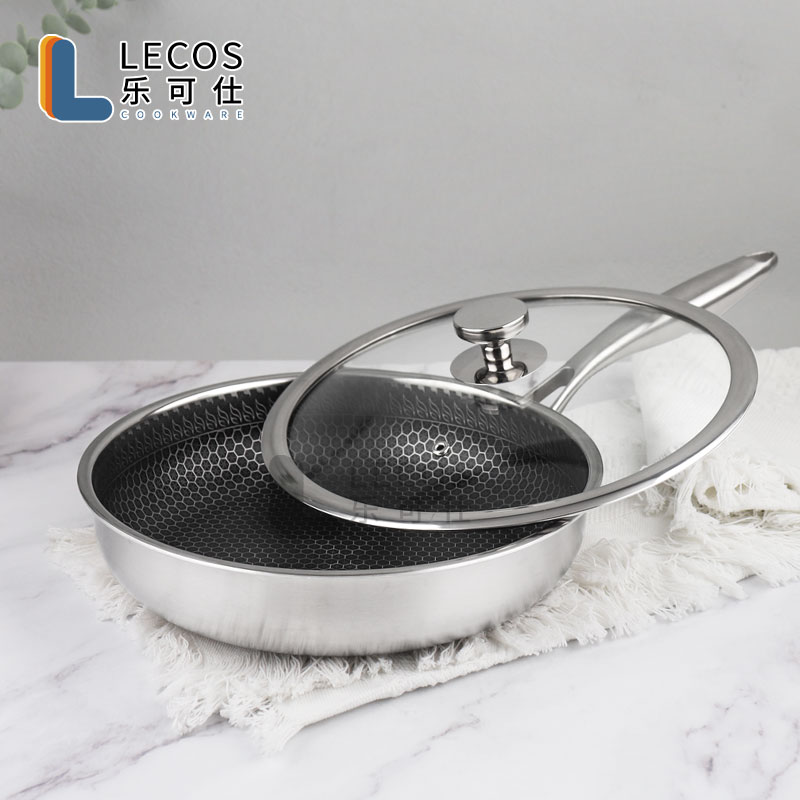 LECOS Professional Vendor Kitchen Accessories Set 8 Piece Cooking Pots Set Fry Pan Nonstick Coating Stainless Steel Cookware Set