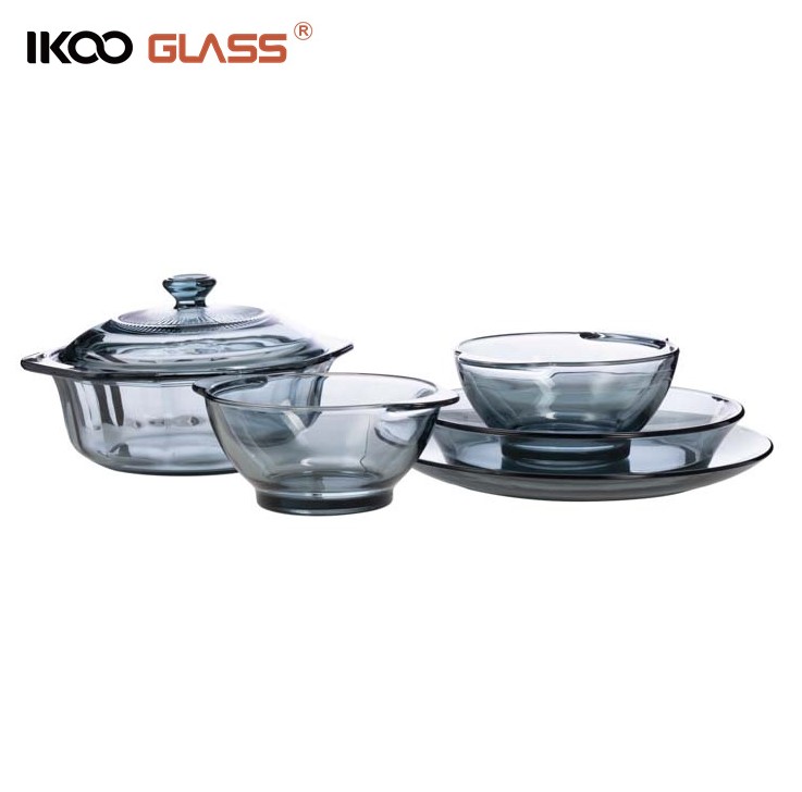 IKOO Modern Design Style Eco-Friendly High Borosilicate Glass Pots and Pans Microwave and Oven Safe Buy 4 Pieces