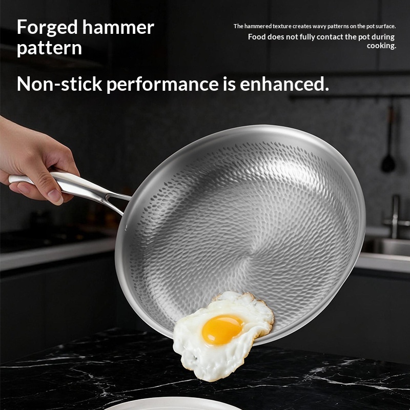 Pure Titanium Frying Pan Three-layer Base No Coating Modern Design Universal Gas/Induction Titanium Pans Cookware