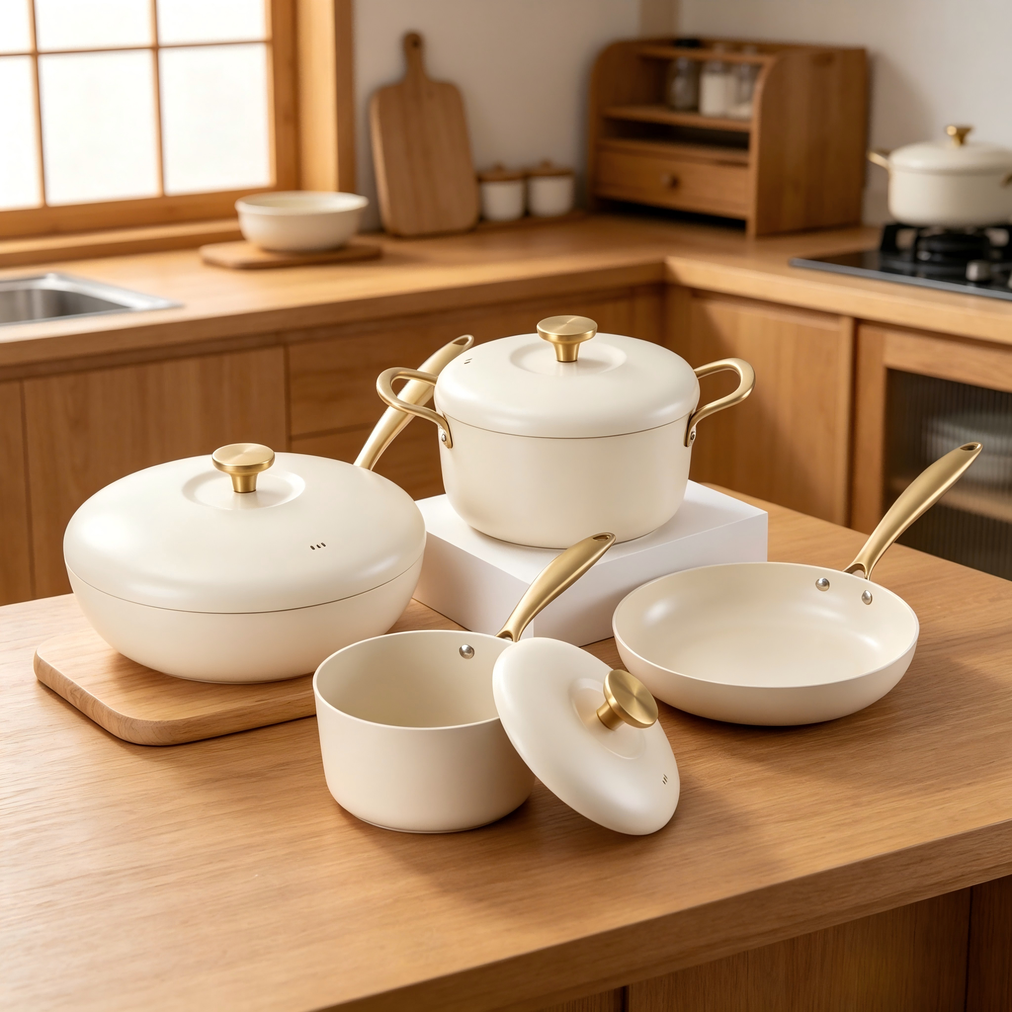 OEM Customized 7-Piece Ceramic Non-Stick Aluminum Iron Bottom Cookware Set Professional Grade Kitchen Cookware