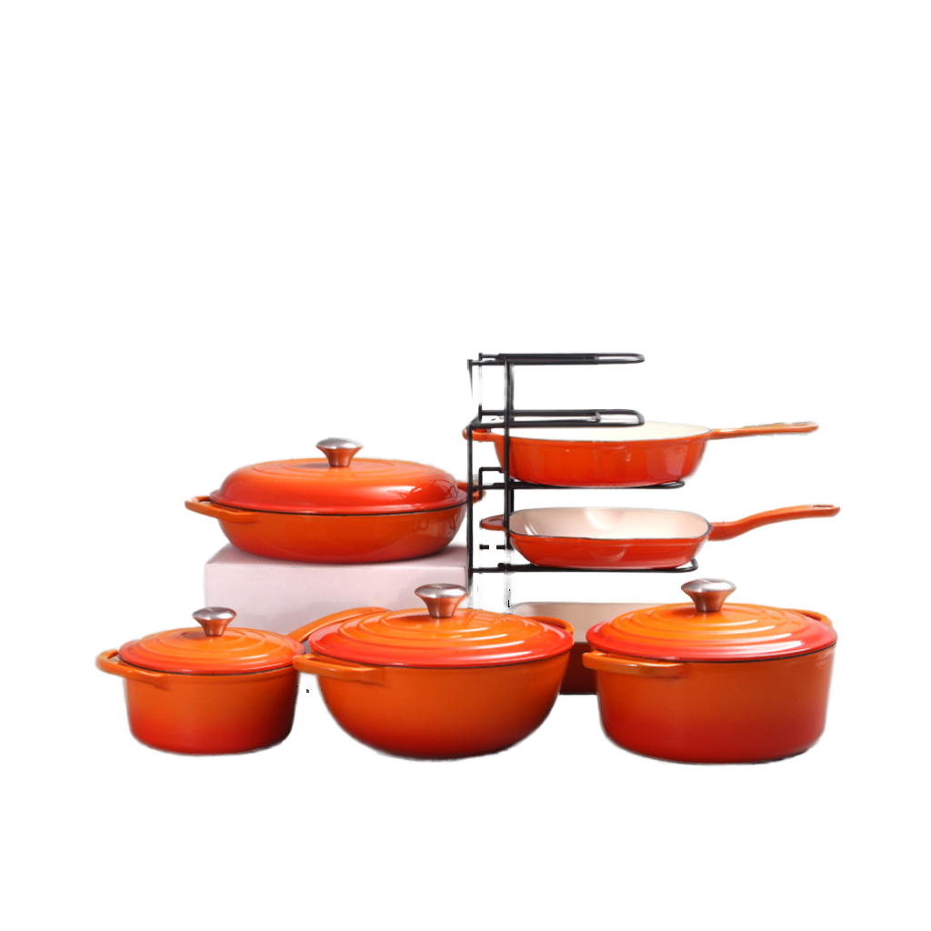 Customizable Modern Design Kitchen Cookware Set Cast Iron Enameled Dutch Oven for Soup &amp; Stock Pots and Pans