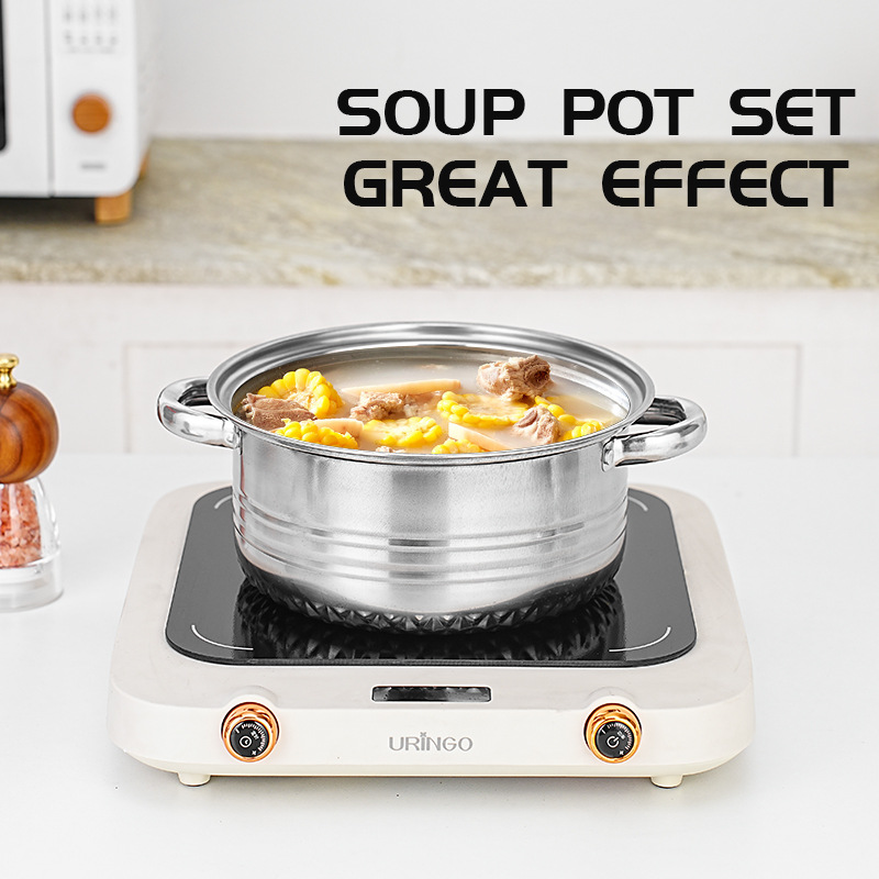 Modern Luxury Stainless Steel 8-Piece Cookware Set Sustainable Dishwasher Safe Gas Induction Ready Oven Safe Soup Pot Home Use