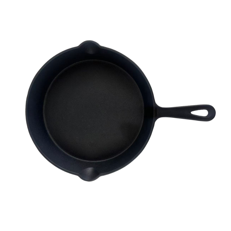 Homeuse Pre-Seasoned Cast Iron Metal Frying Pan Classic Design Handle Holes Nonstick Heat Resistant Eco-Friendly Cooking Surface