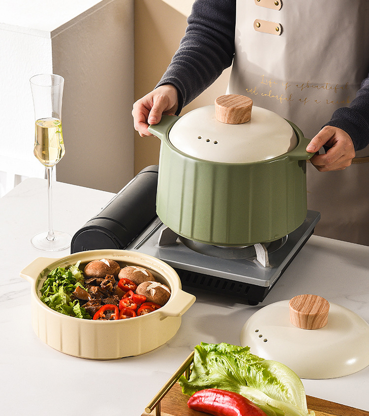 Ceramic Cooking Pot Stock Pot with Lid Small Steam Round Large Ceramic Soup Pots for Restaurant Home