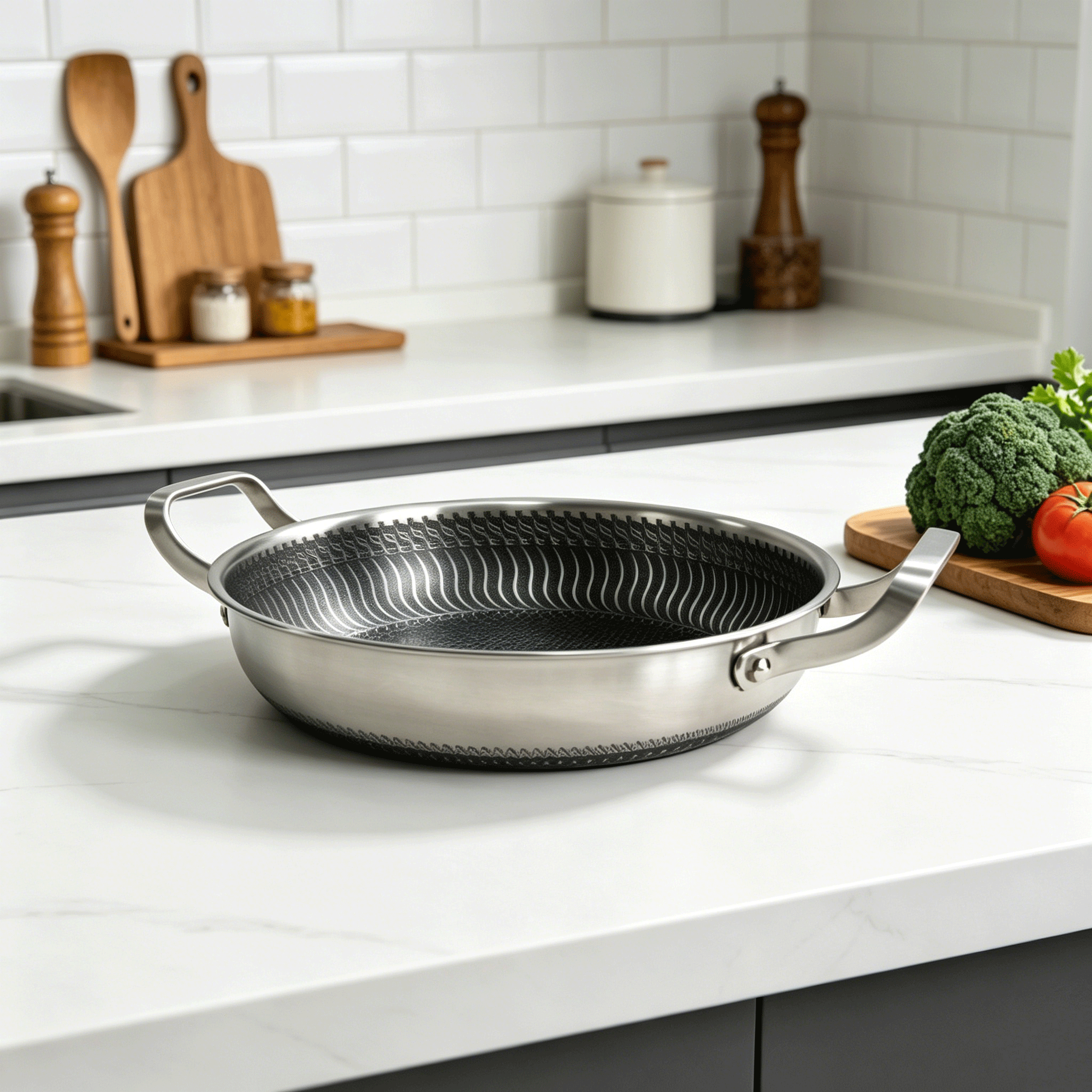 FLEY Wholesale Kitchen Wares 4 in 1 Multipurpose Frying Pan, Low MOQ Non-Stick Skillet for Argentinian Grill &amp; Daily Cooking