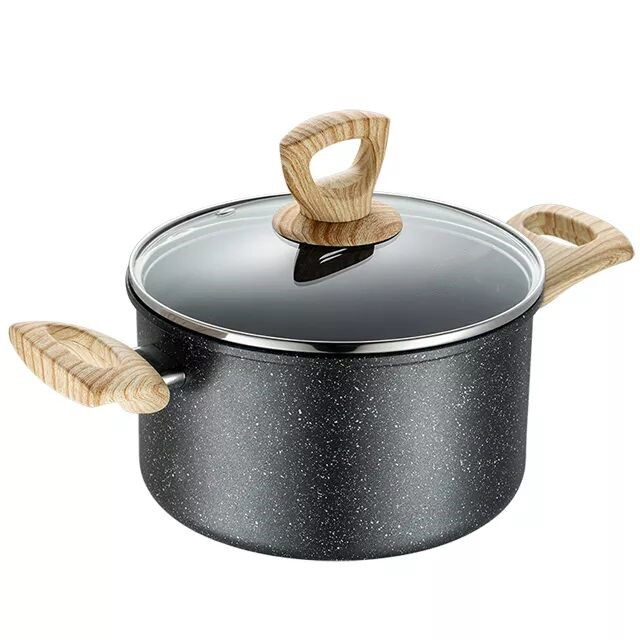 New Design Forged Aluminum Cookware Set with Wooden Soft Touch Handle with Induction Bottom