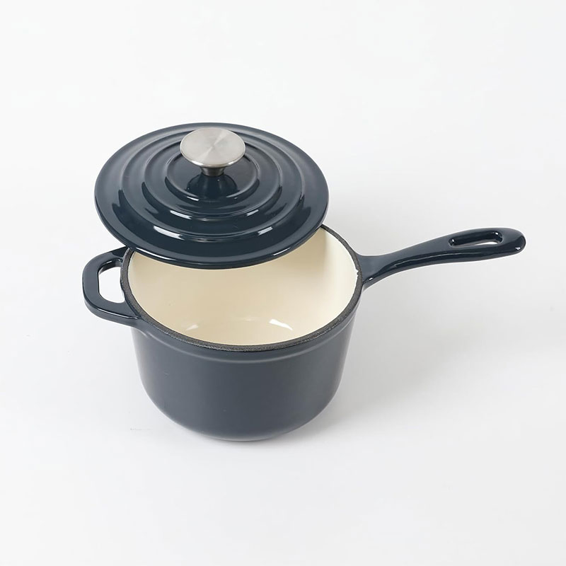 Household Items Round Enamel Milk Boil Soup Pot Saute Pan Enamel Saucepan Cast Iron Cookware with Lid