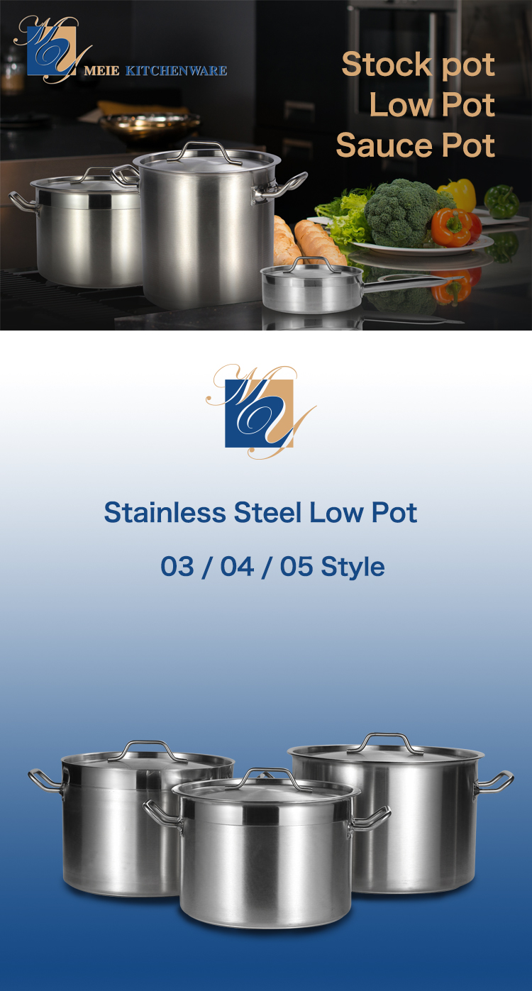 Wholesale Commercial Pots Restaurant Kitchen Stainless Steel Thick Compound Bottom Cooking Stock Pots