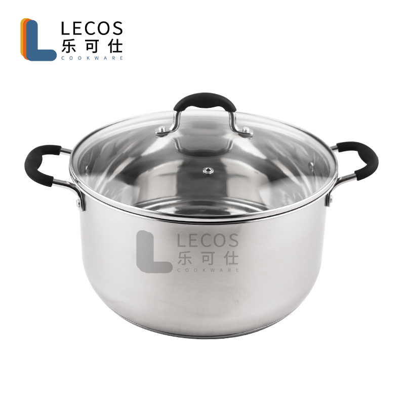 LECOS Commercial Kitchen Catering Big Cooking Stockpot Simmering Pot Large Stainless Steel Soup Stock Pots for Restaurant