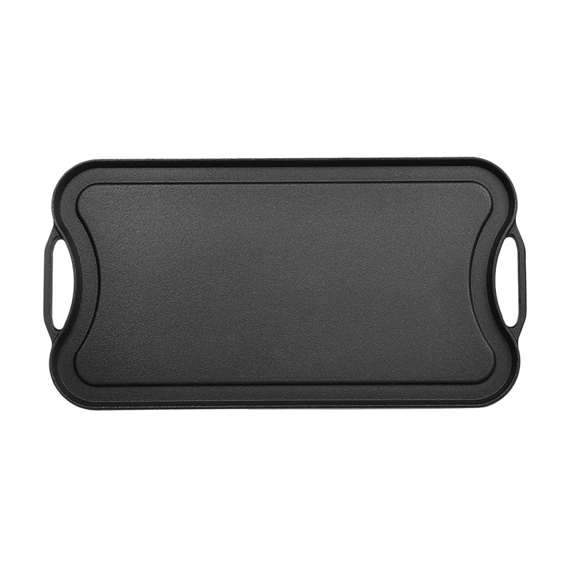 Cast Iron Grill Pan Rectangular Griddle Plate Double Used BBQ Grill Pan Home or Outdoor Garden Cookware