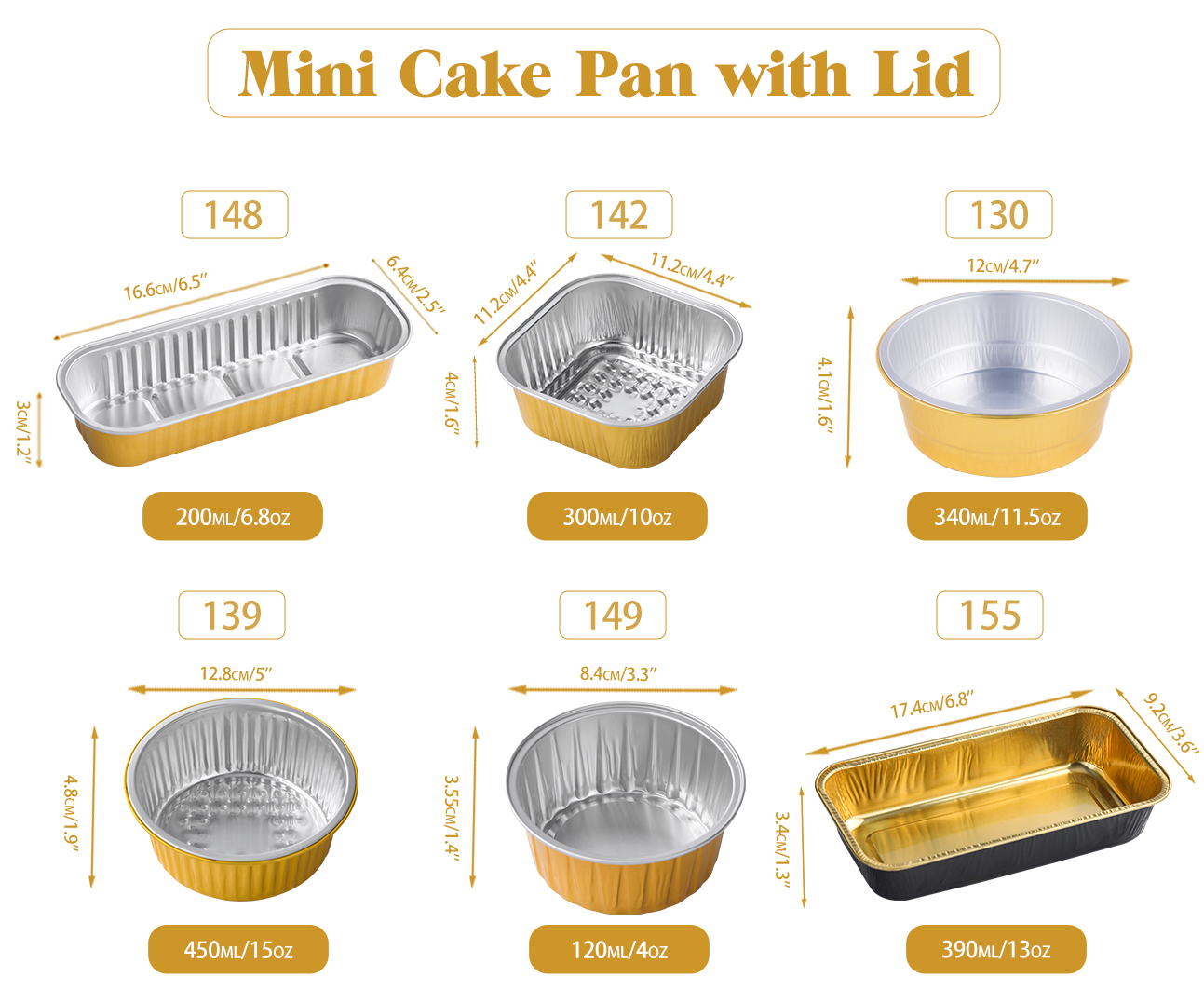 Square 300ml Disposable Aluminum Foil Loaf Cake Baking Pans Dessert Cup Aluminum Foil Mini Cake Pans With Lids