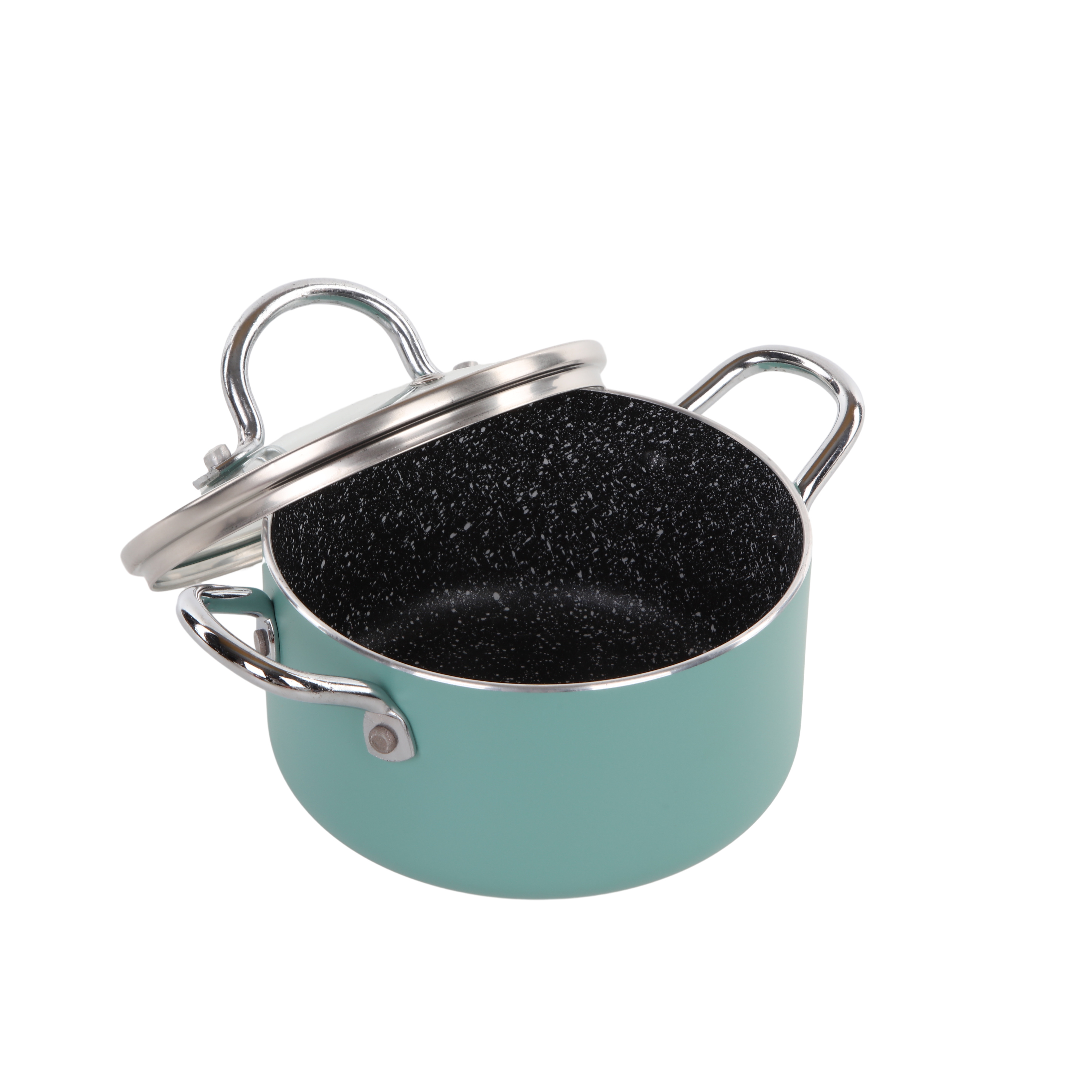 Minimalist Design Pressed Aluminum Cookware Universal for Home Stockpots Stoves and Induction Cooktops with Glass Lid 16*7cm