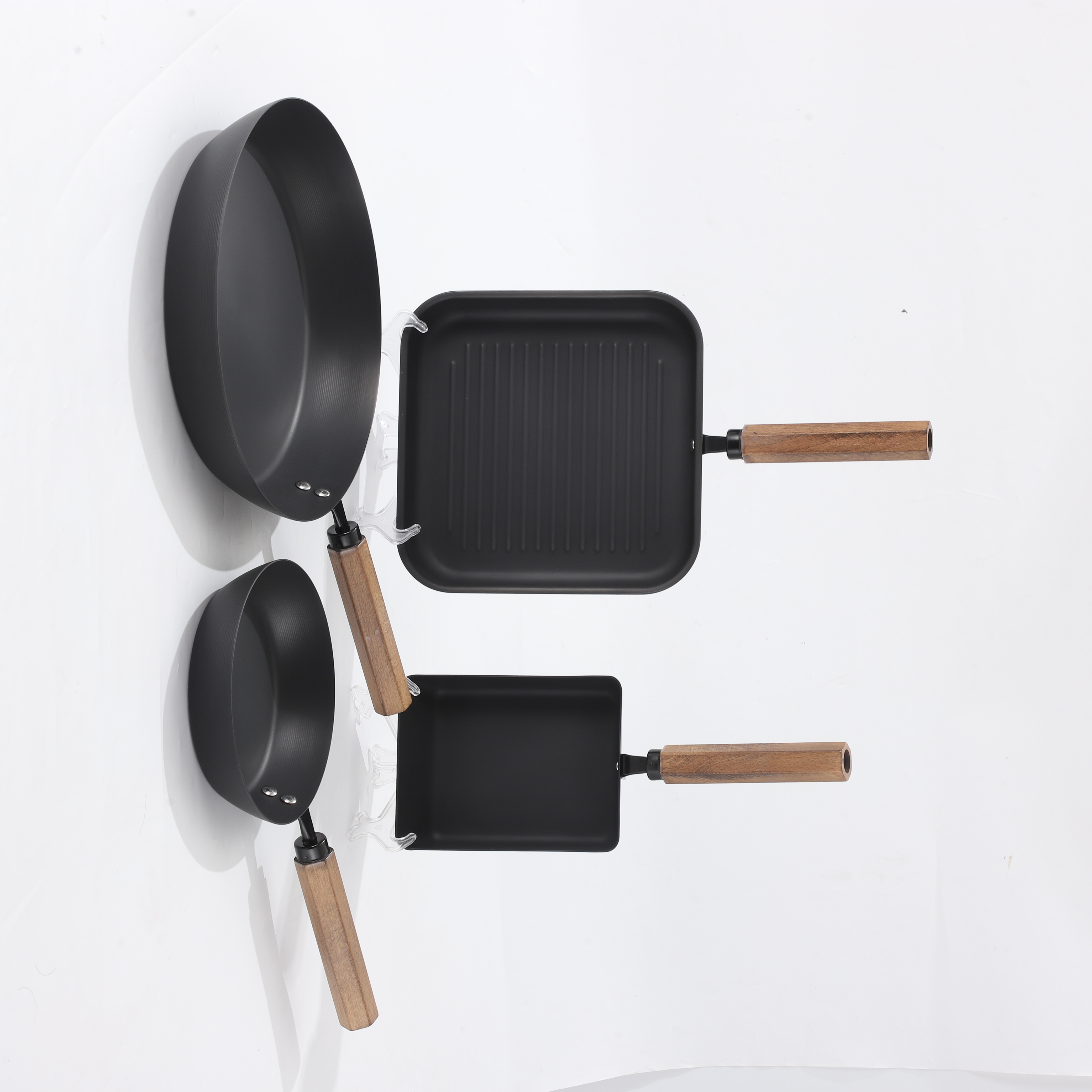 Carbon Steel Frying Pan &amp; Cookware Set Household Deep Iron Design Steak/Egg/Pancake Use Oven Safe Eco-Friendly