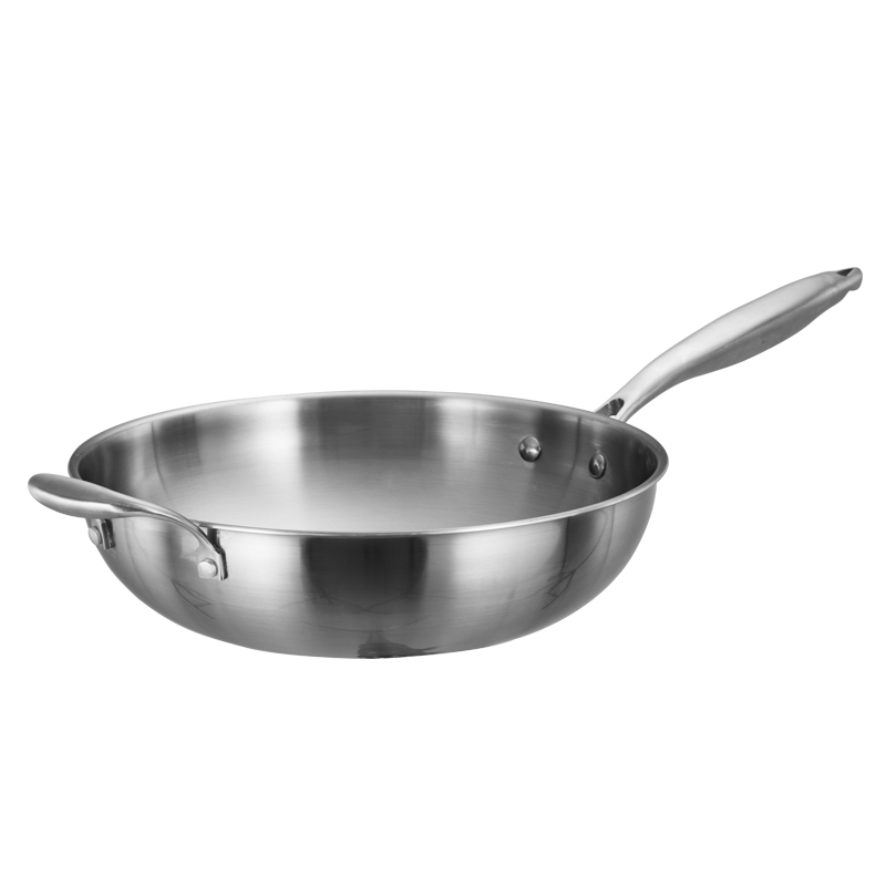 Willow &amp; Everett Wok Pan - Non-Stick Stainless Steel Stir Fry Pans With Domed Lid - Scratch Proof Cookware