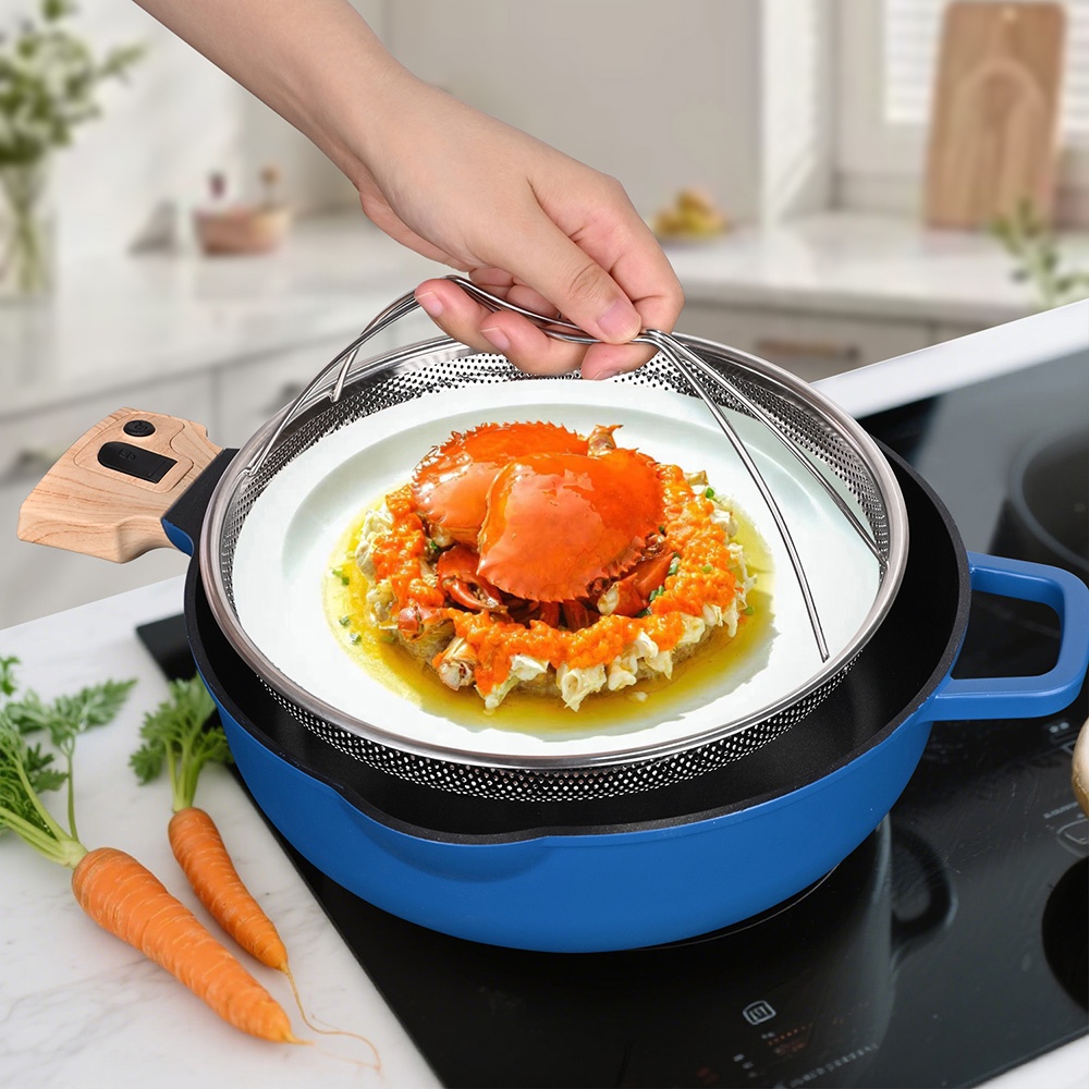 Dishwasher-Safe, Removable Handle, Die Casting Aluminum Alloy Cookware with Lid