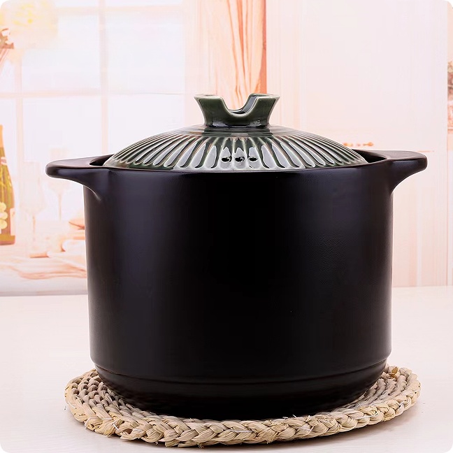 Modern Style Home Ceramic Round Stew Soup Casserole Pot with Lid Heat-Resistant 20cm Diameter for Cooking Soup and Stew