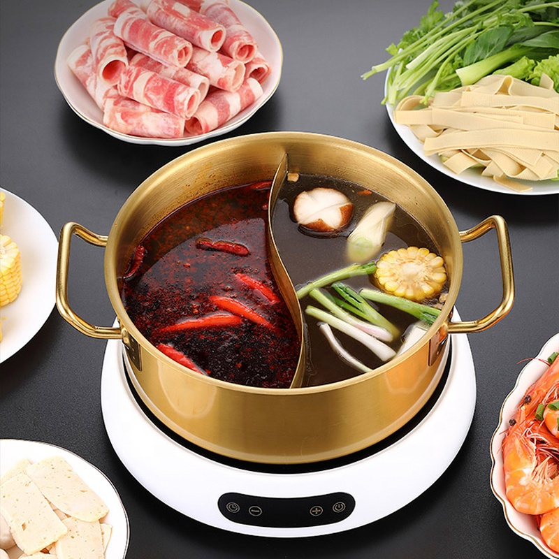 Hot Sale Non Stick Stainless Steel 28 cm Gold Luxury Hot Pot Soup &amp; Stock Pots With Lid