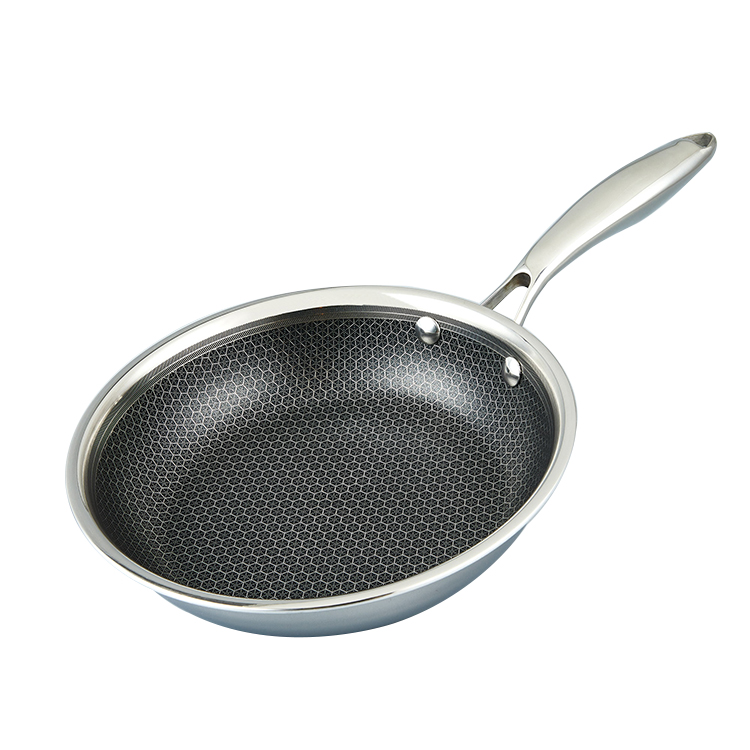 3pcs Tri-ply Stainless Steel Honeycomb Non Stick Frying Pan Set