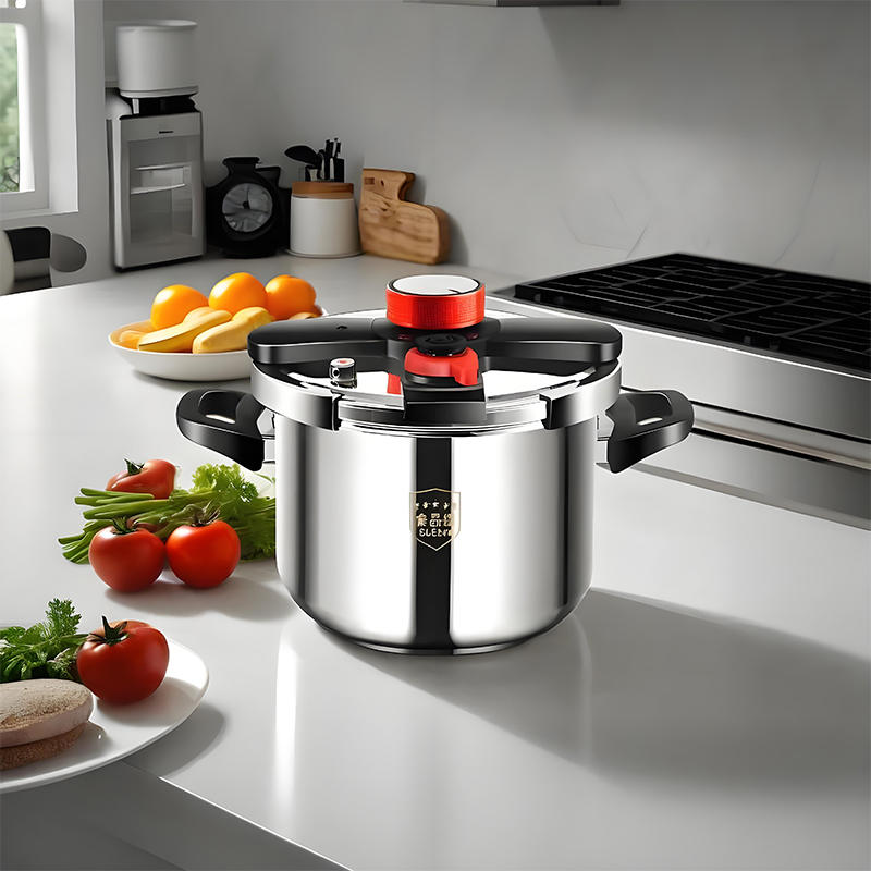 German 6L Eco-Friendly Stainless Steel Pressure Cooker Silicone Handle Thickened Explosion-Proof Gas/Induction Compatible