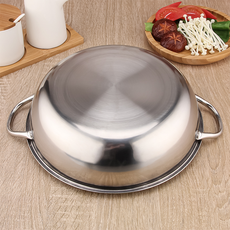Kitchen Ware Commercial Hot Pot Party Cooking Soup Stock Pot Cookware Stainless Steel Divided Hot Pot With Clear Glass Cover