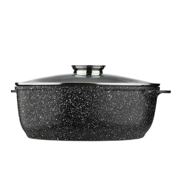 Die Cast Aluminium Roaster Casserole Stone Marble Coating with Aroma Knob Pots and Pans Cookware Set with Induction Bottom