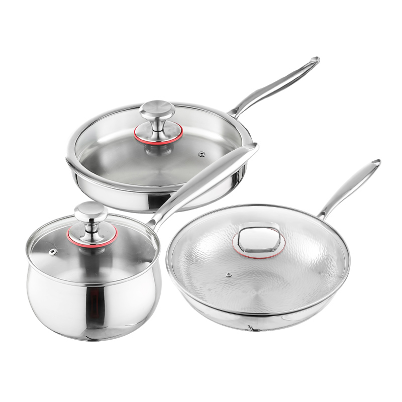Ultra-lightweight Titanium Pan With Glass Lid Stainless Steel Pro Cookware Durable Nonstick Cookware Pots And Pans Set