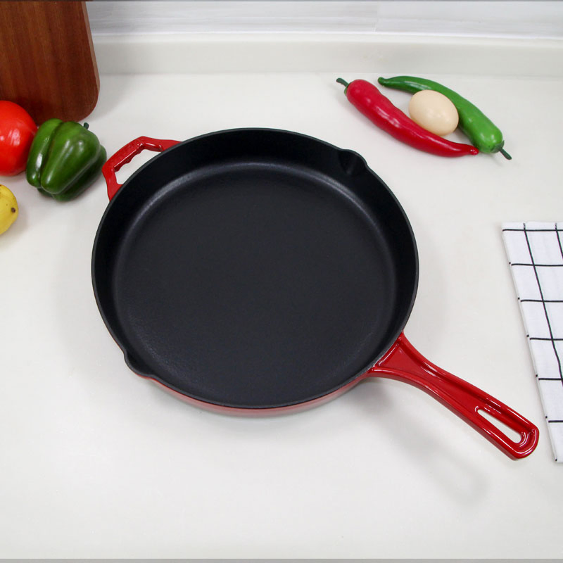 Non Stick Enamel Cast Iron Frypan Frying Pan Skillet Kitchenware Cookware Cooker