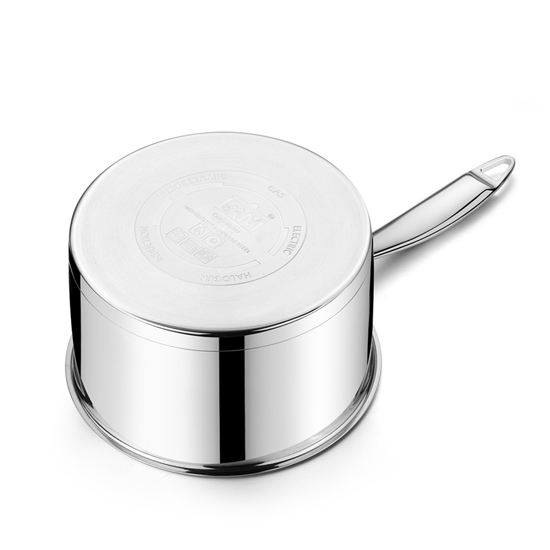 18cm Stainless Steel Modern Saucepan Induction Compatible Milk Pot with Non-stick Composite Bottom Eco-Friendly Durable Cookware