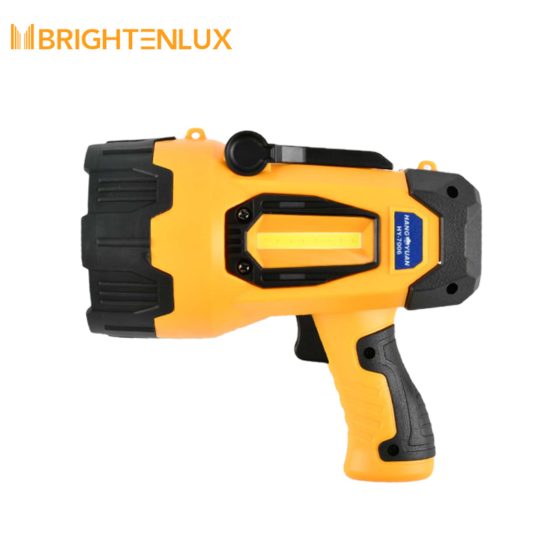 Brightenlux Portable Yellow COB LED Rechargeable Hunting Spotlight Super Bright Battery Operated Handheld Spotlight Emergency Flashlight