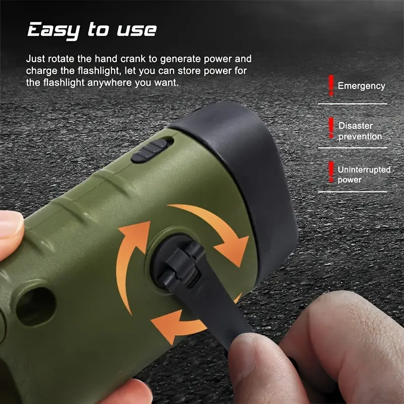 Solar Powered Emergency Flashlight with Hand Crank Charging Lamp