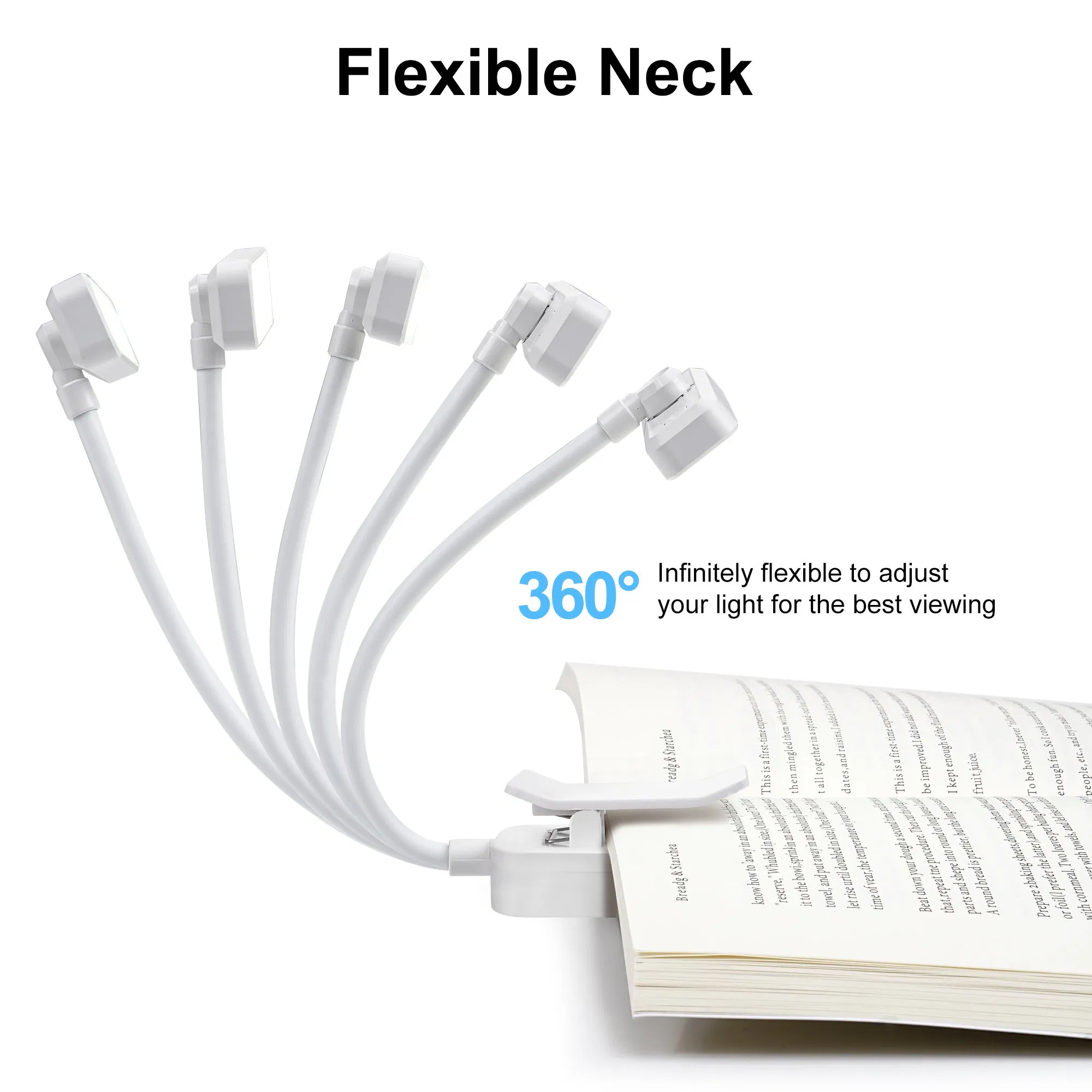 Portable Battery Powered Clip Book Light for Reading Energy Saving LED Adjustable Brightness Reading Lamp