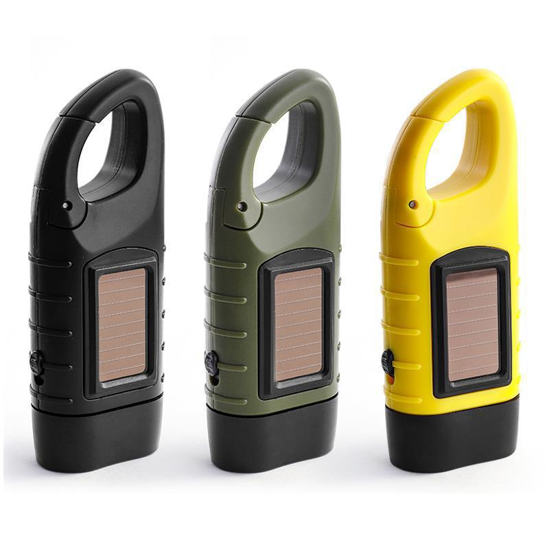 Portable Outdoor Solar Powered Emergency Hand Crank LED Flashlight