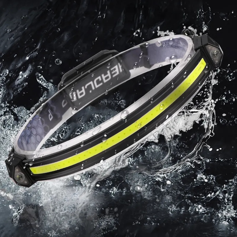 600lm XPE+COB LED Sensor Adjust Dual Type-C Rechargeable Work Light Outdoor Headlamp