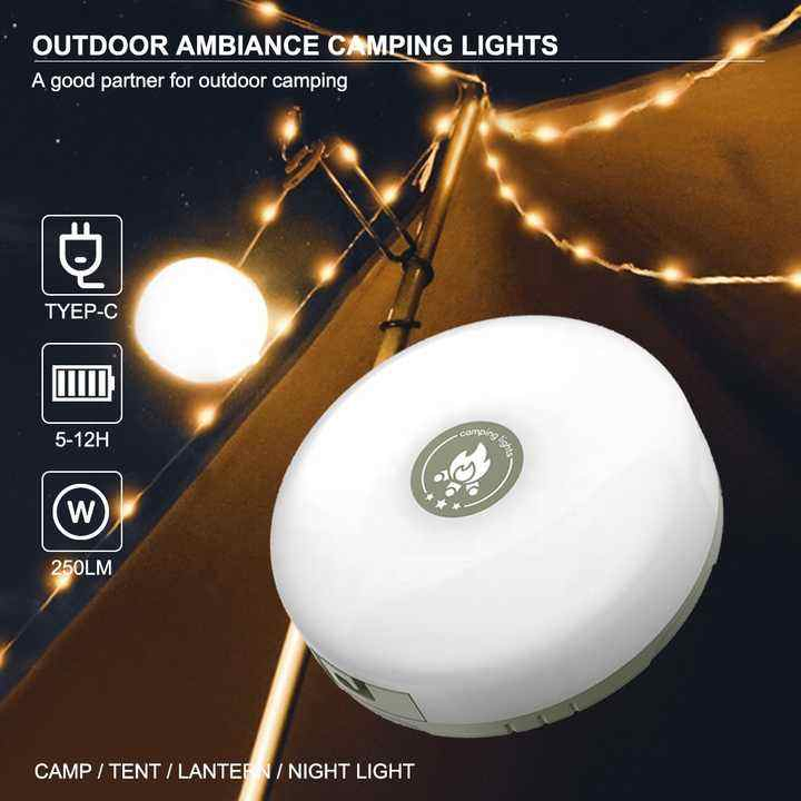 Multi-Functional Rechargeable Outdoor Camping Light with Light Chain