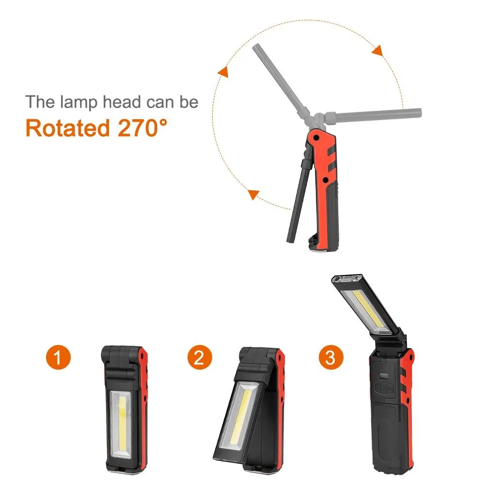 New COB Output Input Rechargeable Foldable Multi-Functional Portable Emergency Car Repair Work Light
