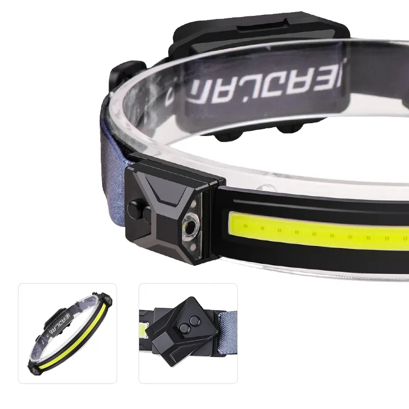 600lm XPE+COB LED Sensor Adjust Dual Type-C Rechargeable Work Light Outdoor Headlamp