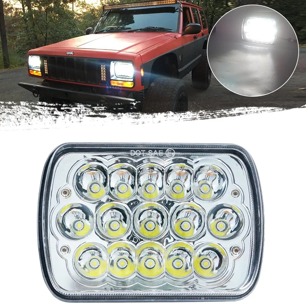 H6054 Rectangular 15PCS Headlights 7X6 LED White Work Light Headlamp