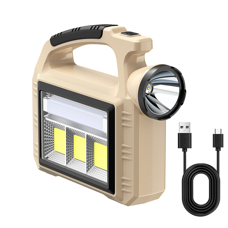 High Lumens ABS Plastic Body USB Rechargeable Solar Powered COB Camping Portable Lamp LED Torches Work Light Tactical Flashlight