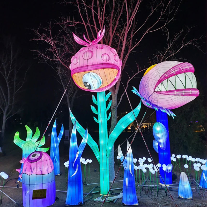 Vibrant LED Flower Lanterns for Chinese Outdoor Festival Celebrations