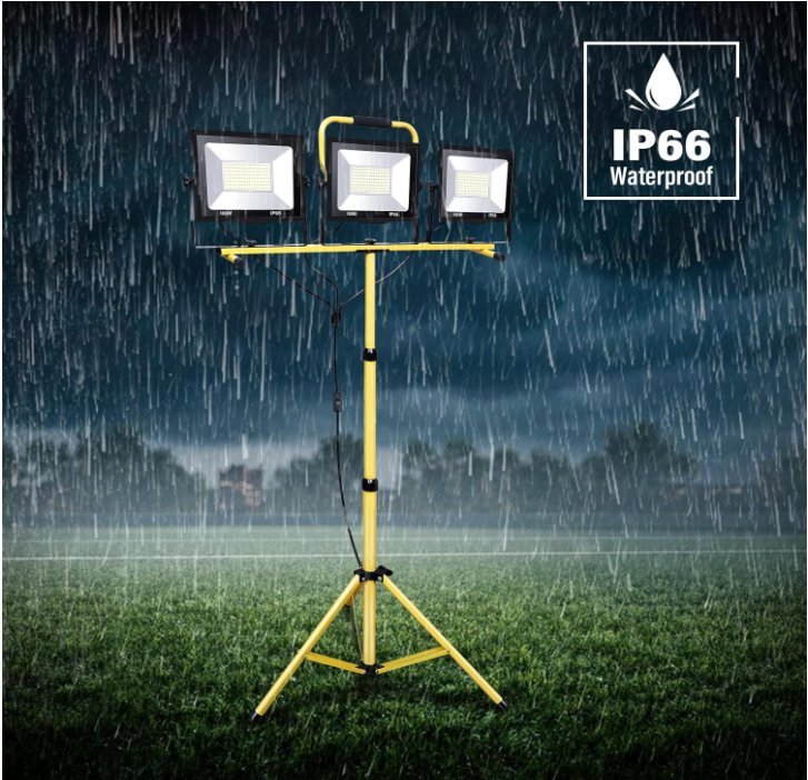 300W LED Light Waterproof Adjustable Portable LED Work Light with Tripod Stand and Plug