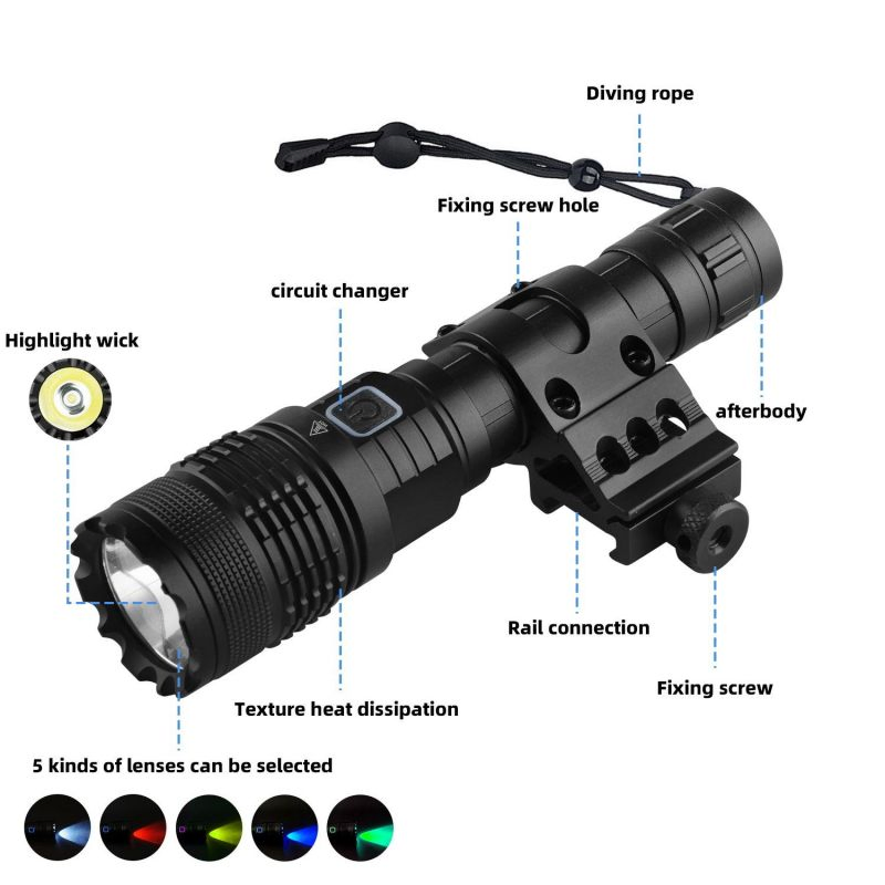 Helius Tactical High Lumens 5 Modes LED USB Rechargeable Flashlight