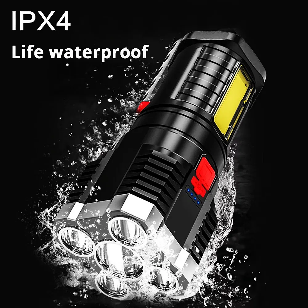 LED Rechargeable USB Torch Mini Small Light Super Bright Handheld Tiny Portable Pocket Flashlight with COB Side