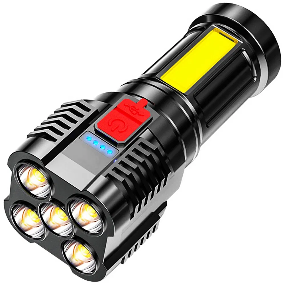 LED Rechargeable USB Torch Mini Small Light Super Bright Handheld Tiny Portable Pocket Flashlight with COB Side