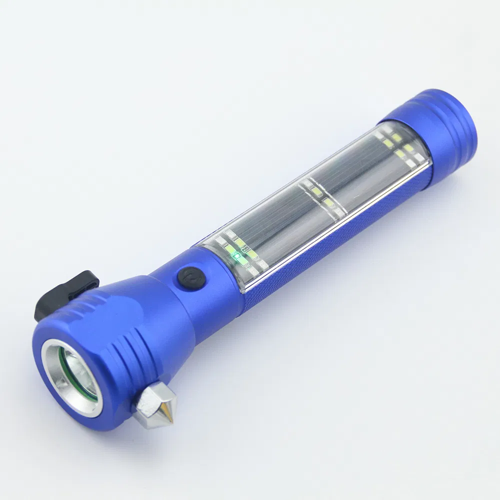 Solar Rechargeable Waterproof Outdoor Torch SMD LED Flashlight with Hammer