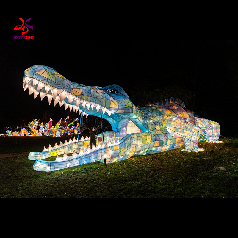 Outdoor Large Giant Big Walk-Through Dinosaur Head Festival Lantern for Zoo Park Decorations