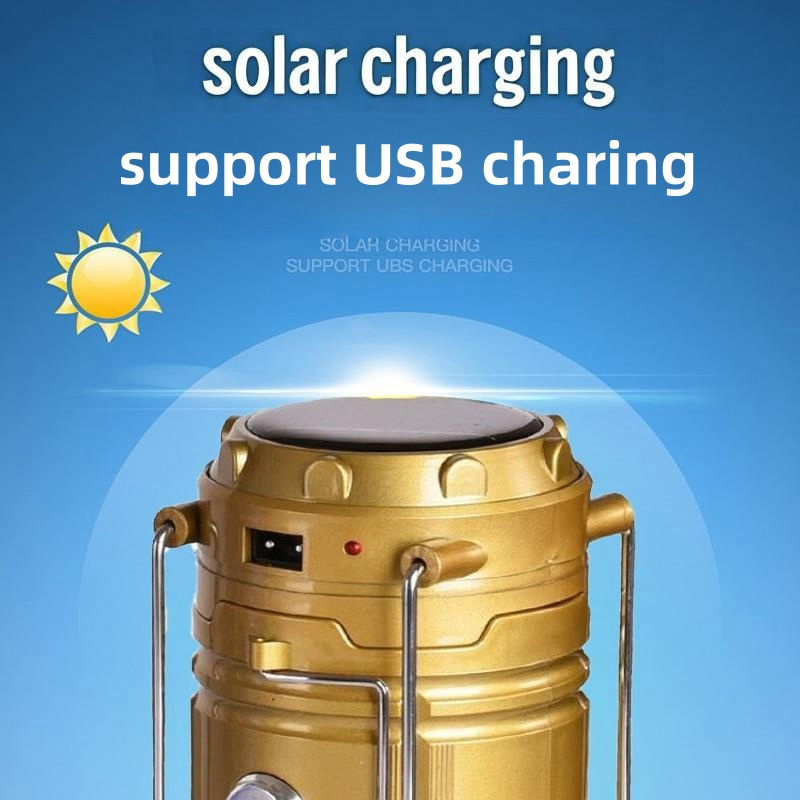 Portable Solar LED Camping Lantern Light Rechargeable Collapsible Tent Hiking Solar-Powered Outdoor Camping Lamp
