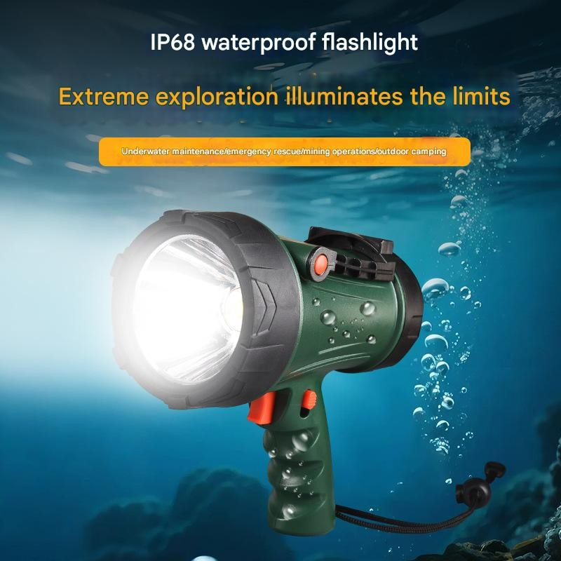 Rechargeable LED Searchlight with Adjustable Brightness for Camping Marine Searchlight