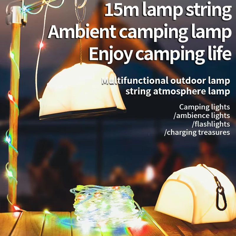Tent Design Multi-Functional Rechargeable Outdoor Camping Light with Light Chain